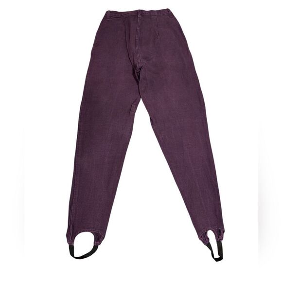 Women's 80s vintage purple Forenza denim stirrup jean pants size 10 one pair - Picture 3 of 6